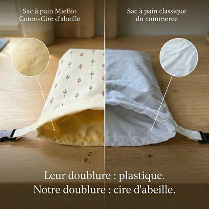 Sacs à pain premium 100 % coton et cire d’abeille