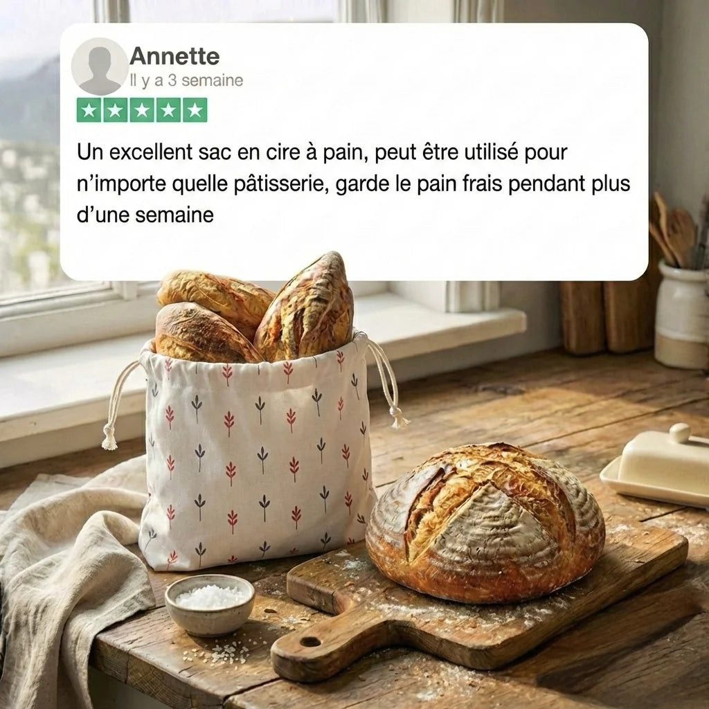 Sacs à pain premium 100 % coton et cire d’abeille