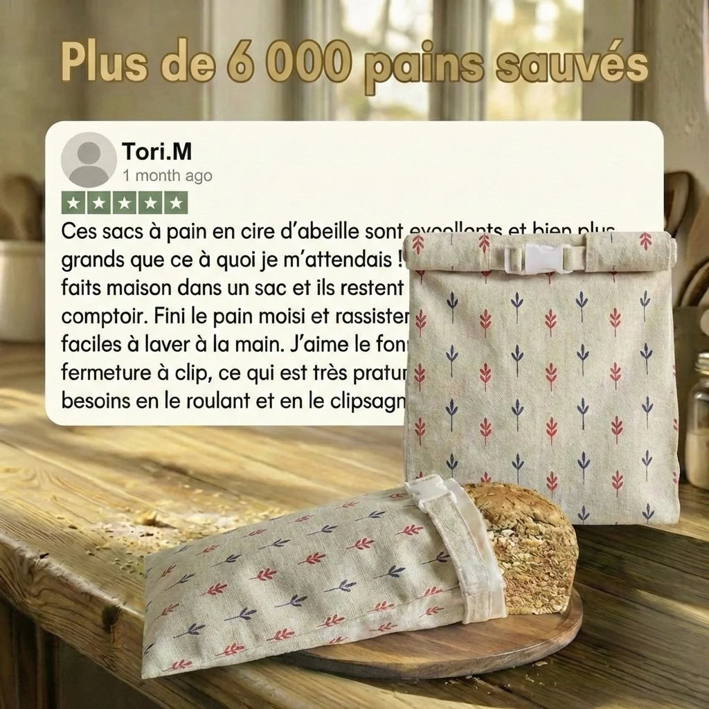 Sacs à pain premium 100 % coton et cire d’abeille