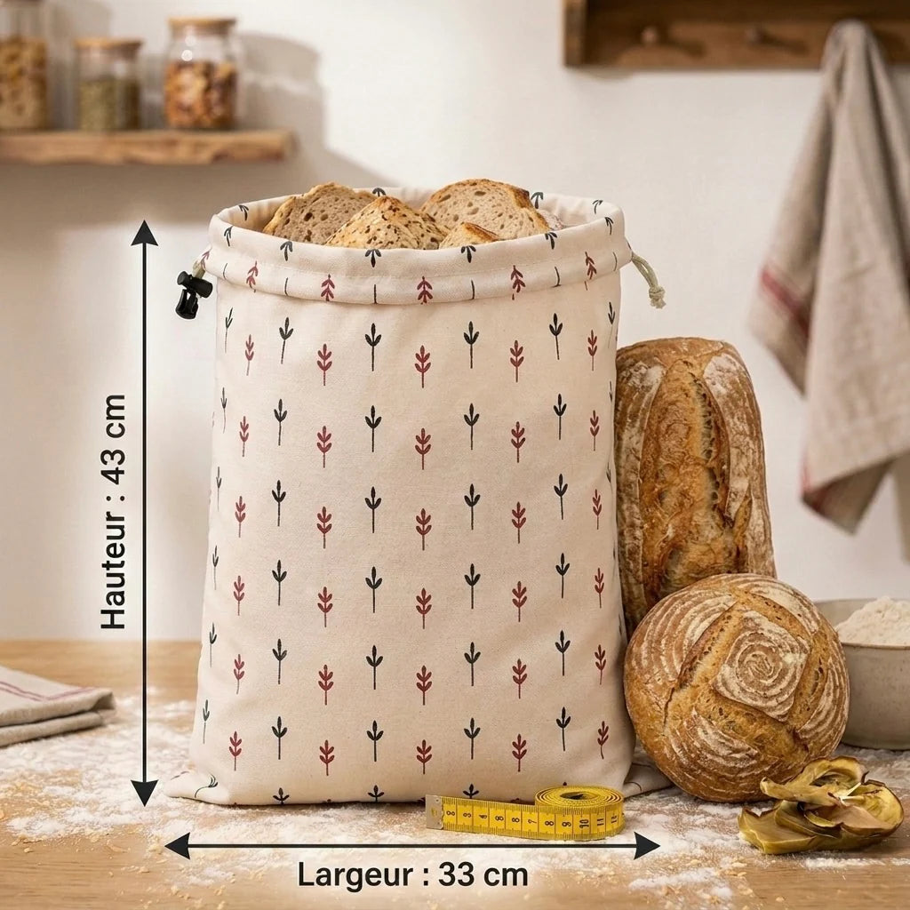 Sacs à pain premium 100 % coton et cire d’abeille