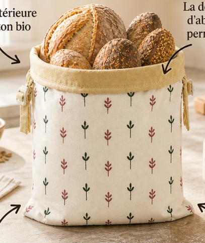 Sacs à pain premium 100 % coton et cire d’abeille