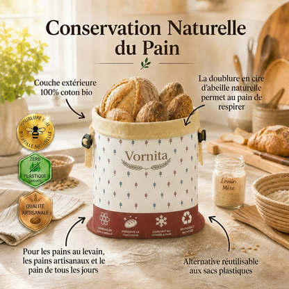 Vornita Sacs à pain premium 100 % coton et cire d’abeille