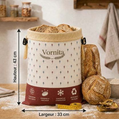 Vornita Sacs à pain premium 100 % coton et cire d’abeille