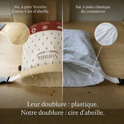Vornita Sacs à pain premium 100 % coton et cire d’abeille