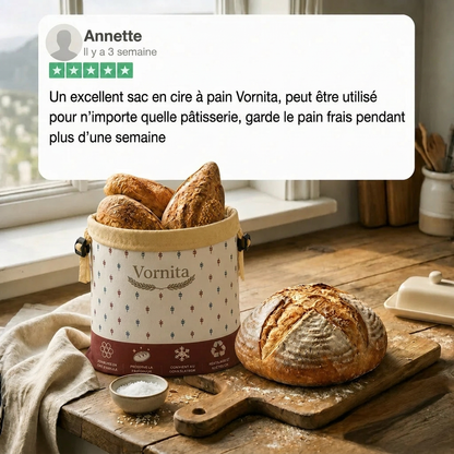 Vornita Sacs à pain premium 100 % coton et cire d’abeille